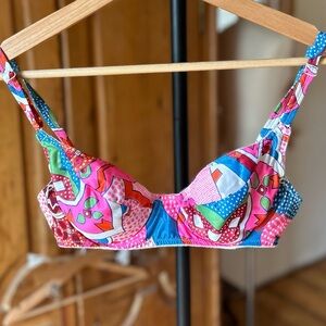 Vanity Fair Vintage Colorful Patchwork Neon Bra Intimates 34B